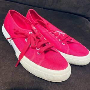 New Old Stock SUPERGA Low Red Gum Rubber Soles Red Womens 40 EUR 9 US Some UV